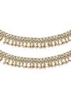 Shop_Riana Jewellery_Gold Plated Jadtar Stone Bead Drop Anklets _at_Aza_Fashions