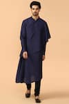 Buy_Tarun Tahiliani_Blue Cotton Blend Overlay Kurta Churidar Set _at_Aza_Fashions