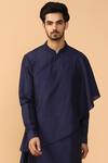 Buy_Tarun Tahiliani_Blue Cotton Blend Overlay Kurta Churidar Set _Online_at_Aza_Fashions