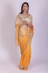 Buy_Ruar India_Beige Chiffon Embroidery Round Ombre Saree With Blouse _at_Aza_Fashions