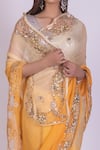 Buy_Ruar India_Beige Chiffon Embroidery Round Ombre Saree With Blouse _Online_at_Aza_Fashions