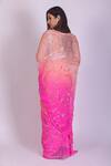 Shop_Ruar India_Pink Chiffon Ombre Saree With Blouse  _at_Aza_Fashions