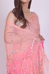 Buy_Ruar India_Pink Chiffon Ombre Saree With Blouse  _Online_at_Aza_Fashions