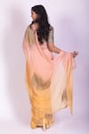 Shop_Ruar India_Yellow Chiffon Embroidery Round Ombre Saree With Blouse _at_Aza_Fashions