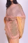 Buy_Ruar India_Yellow Chiffon Embroidery Round Ombre Saree With Blouse _Online_at_Aza_Fashions