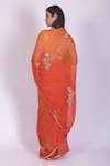 Shop_Ruar India_Orange Chiffon Ombre Saree With Blouse  _at_Aza_Fashions