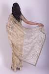 Shop_Ruar India_Beige Tissue Embroidered Saree With Blouse _at_Aza_Fashions