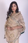 Ruar India_Beige Tissue Embroidered Saree With Blouse_Online_at_Aza_Fashions