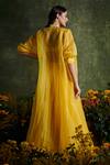 Shop_Ridhi Mehra_Yellow Blouse Net Embroidered Floral Organza And Chiffon Lehenga Set For Women_at_Aza_Fashions