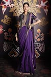 Buy_Ridhi Mehra_Purple Blouse Raw Silk Embroidery Round Pre-draped Saree With  _at_Aza_Fashions