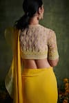 Shop_Ridhi Mehra_Yellow Blouse Net Saree Chiffon Embroidered Pre-draped Ombre With  _at_Aza_Fashions