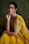 Buy_Ridhi Mehra_Yellow Blouse Net Saree Chiffon Embroidered Pre-draped Ombre With  _Online_at_Aza_Fashions