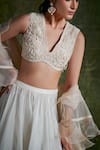 Shop_Ridhi Mehra_White Blouse Net Lehenga  Dupatta Bridal Set  _Online_at_Aza_Fashions