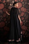 Ridhi Mehra_Black Blouse Net Embroidery Cape Open And Gharara Set  _Online_at_Aza_Fashions