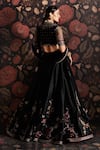 Shop_Ridhi Mehra_Black Blouse And Lehenga Raw Silk Dupatta Net Embroidery V Neck Set _at_Aza_Fashions