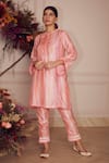 Buy_Ridhi Mehra_Purple Silk Embroidery Gota Patti And Beads Tionna Kurta & Pant Set  _at_Aza_Fashions