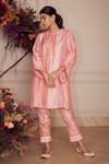 Buy_Ridhi Mehra_Purple Silk Embroidery Gota Patti And Beads Tionna Kurta & Pant Set  _Online_at_Aza_Fashions