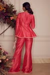 Shop_Ridhi Mehra_Pink Chanderi Embroidery Gota Patti V Neck Leelah Peplum Top And Pant Set _at_Aza_Fashions