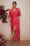 Buy_Ridhi Mehra_Pink Sheridan Silk Kaftan_at_Aza_Fashions