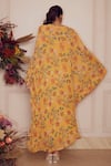 Shop_Ridhi Mehra_Yellow Kaftan Georgette And Inner Mulmul Floral V Mikah  _at_Aza_Fashions