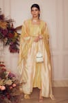 Ridhi Mehra_Yellow Kaftan Fine Silk And Inner Mulmul Square Neck Fraidy Ombre  _Online_at_Aza_Fashions