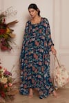 Buy_Ridhi Mehra_Blue Kaftan Georgette And Inner Mulmul Floral Corrie  _at_Aza_Fashions