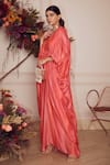 Shop_Ridhi Mehra_Peach Kaftan Fine Silk And Inner Mulmul V Neck Zayah  _Online_at_Aza_Fashions