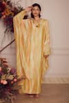 Buy_Ridhi Mehra_Yellow Kaftan Fine Silk And Inner Mulmul V Neck Evyn  _at_Aza_Fashions