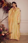 Buy_Ridhi Mehra_Yellow Kaftan Fine Silk And Inner Mulmul V Neck Evyn  _Online_at_Aza_Fashions