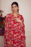 Ridhi Mehra_Pink Kaftan Georgette And Inner Mulmul Floral V Devora  _at_Aza_Fashions