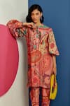 Ridhi Mehra_Multi Color Chanderi Printed Paisley And Floral Mae Kurta & Pant Set  _Online_at_Aza_Fashions