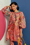 Buy_Ridhi Mehra_Multi Color Chanderi Printed Paisley And Floral Mae Kurta & Pant Set  _Online_at_Aza_Fashions