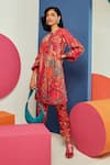 Buy_Ridhi Mehra_Fuchsia Chanderi Printed Paisley And Floral Adriana Kurta & Pant Set  _at_Aza_Fashions