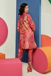 Shop_Ridhi Mehra_Fuchsia Chanderi Printed Paisley And Floral Adriana Kurta & Pant Set  _at_Aza_Fashions