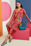 Buy_Ridhi Mehra_Fuchsia Chanderi Printed Paisley And Floral Emery Kurta & Pant Set  _at_Aza_Fashions