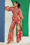 Ridhi Mehra_Multi Color Chanderi Paisley And Floral Motifs Micah Printed Shirt & Pant Set _Online_at_Aza_Fashions