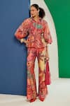 Buy_Ridhi Mehra_Multi Color Chanderi Paisley And Floral Motifs Micah Printed Shirt & Pant Set _Online_at_Aza_Fashions