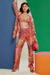 Buy_Ridhi Mehra_Multi Color Chanderi Paisley And Floral Motifs Emery Printed Pant Set With Cape _at_Aza_Fashions