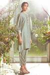 Ridhi Mehra_Blue Chanderi Round Kurta And Pant Set  _Online_at_Aza_Fashions