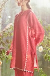 Buy_Ridhi Mehra_Red Chanderi Round Kurta And Pant Set  _Online_at_Aza_Fashions