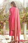 Shop_Ridhi Mehra_Pink Chanderi Round Kurta Set  _at_Aza_Fashions
