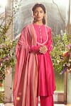 Buy_Ridhi Mehra_Pink Chanderi Round Kurta Set  _Online_at_Aza_Fashions