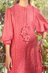 Ridhi Mehra_Red Chanderi Round Kurta And Pant Set _Online_at_Aza_Fashions