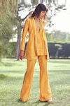 Buy_Ridhi Mehra_Yellow Chanderi V Neck Printed Pant Set _at_Aza_Fashions