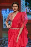 Shop_Ridhi Mehra_Pink Organza Pre-draped Ruffle Saree_Online_at_Aza_Fashions