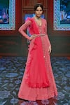 Buy_Ridhi Mehra_Pink Organza Printed Anarkali With Dupatta  _Online_at_Aza_Fashions