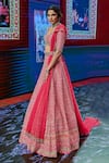 Ridhi Mehra_Pink Raw Silk Embroidered Bridal Lehenga Set _Online_at_Aza_Fashions