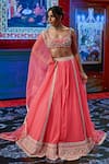 Ridhi Mehra_Pink Net Embroidered Bridal Lehenga Set _Online_at_Aza_Fashions