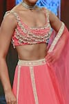 Shop_Ridhi Mehra_Pink Net Embroidered Bridal Lehenga Set _Online_at_Aza_Fashions