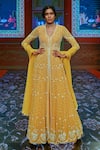 Buy_Ridhi Mehra_Yellow Georgette Embroidered Anarkali With Dupatta  _Online_at_Aza_Fashions